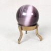 Vintage Purple Obsidian Glass Sphere on Three-Legged Brass Tripod Stand Decor