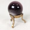 Vintage Purple Obsidian Glass Sphere on Three-Legged Brass Tripod Stand Decor