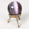 Vintage Purple Obsidian Glass Sphere on Three-Legged Brass Tripod Stand Decor