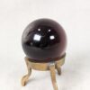 Vintage Purple Obsidian Glass Sphere on Three-Legged Brass Tripod Stand Decor