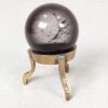 Vintage Purple Obsidian Glass Sphere on Three-Legged Brass Tripod Stand Decor