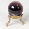 Vintage Purple Obsidian Glass Sphere on Three-Legged Brass Tripod Stand Decor