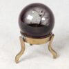 Vintage Purple Obsidian Glass Sphere on Three-Legged Brass Tripod Stand Decor