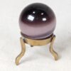 Vintage Purple Obsidian Glass Sphere on Three-Legged Brass Tripod Stand Decor