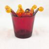 Red Crown Candle Holder Murano Style Amber Accents Made in Italy Thick Glass