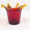 Red Crown Candle Holder Murano Style Amber Accents Made in Italy Thick Glass