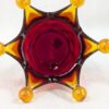 Red Crown Candle Holder Murano Style Amber Accents Made in Italy Thick Glass