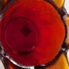 Red Crown Candle Holder Murano Style Amber Accents Made in Italy Thick Glass