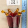 Red Crown Candle Holder Murano Style Amber Accents Made in Italy Thick Glass