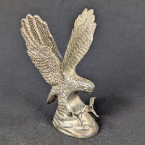 10-3359.jpg Vintage Silver Plated Eagle Figurine Mid-Century Desk Decor Detailed Feathers