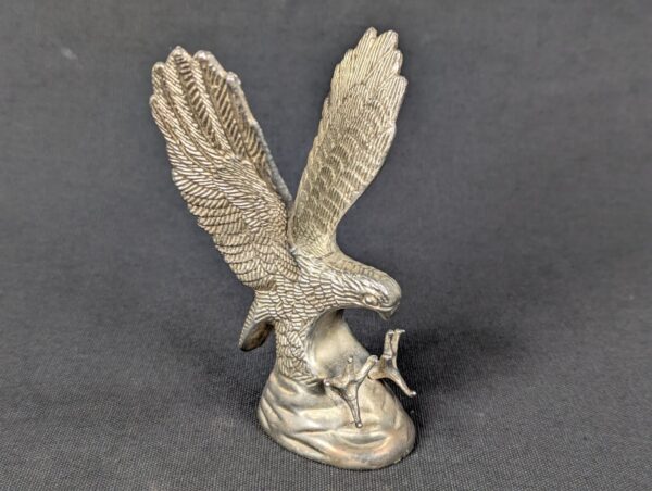 Vintage Silver Plated Eagle Figurine Mid-Century Desk Decor Detailed Feathers
