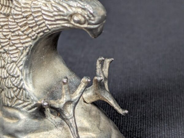 Vintage Silver Plated Eagle Figurine Mid-Century Desk Decor Detailed Feathers