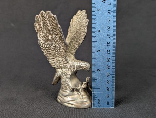 Vintage Silver Plated Eagle Figurine Mid-Century Desk Decor Detailed Feathers