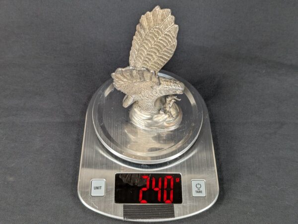 Vintage Silver Plated Eagle Figurine Mid-Century Desk Decor Detailed Feathers
