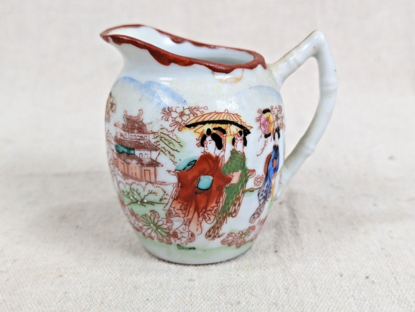 Vintage Japanese Red HandPainted Geisha Creamer Fine Porcelain