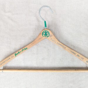 10-3415.jpg Vintage Fuso d'Oro Wooden Clothes Hanger Rome Department Store Advertising Logo