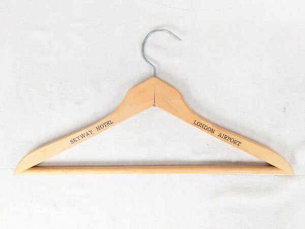 Skyway Hotel London Airport Wooden Clothes Hanger Vintage Hotel Memorabilia Good