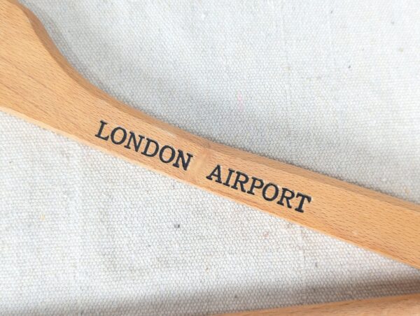 Skyway Hotel London Airport Wooden Clothes Hanger Vintage Hotel Memorabilia Good