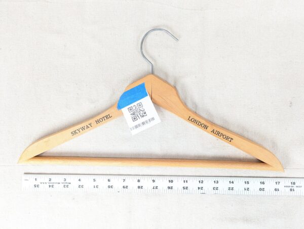 Skyway Hotel London Airport Wooden Clothes Hanger Vintage Hotel Memorabilia Good