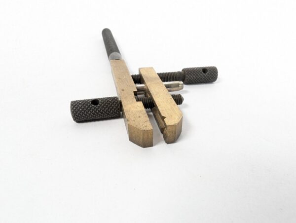 10-3477.jpg Vintage Japanese Brass Machinist Tool Set Butterfly Logo Clamps Vise Precision