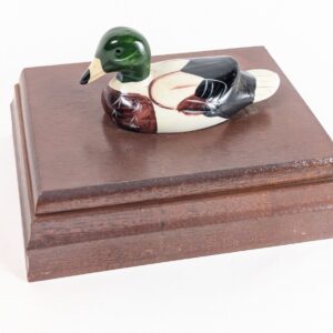 Vintage 1981 Albert E. Price Wooden Playing Card Box with Mallard Duck Topper