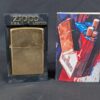 2002 Zippo Windproof Lighter Solid Brass Finish Marlboro Display Case Collector