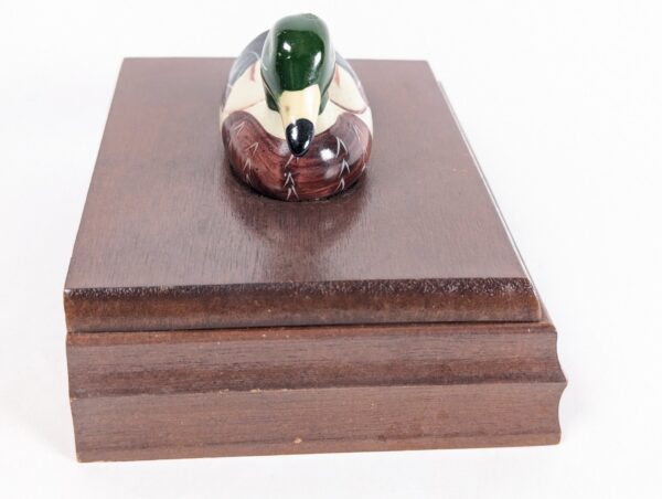 Vintage 1981 Albert E. Price Wooden Playing Card Box with Mallard Duck Topper
