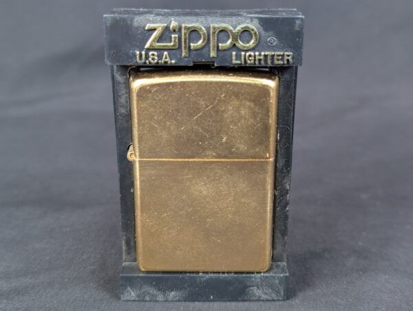 2002 Zippo Windproof Lighter Solid Brass Finish Marlboro Display Case Collector