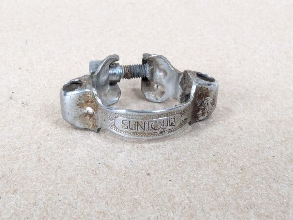 Vintage SunTour Bicycle Down Tube Shifter Clamp Chrome Steel Mounting Hardware