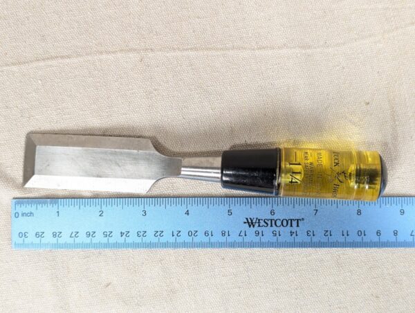 Buck Bros. 1-1/4 Inch Wood Chisel Amber Plastic Handle Made in USA Tool Vintage