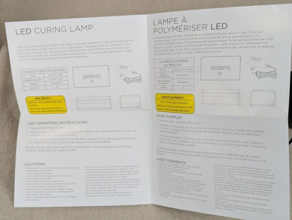 Jamberry TrūShine LED UV Curing Lamp Model UV-US-01 with Box and Power Adapter