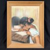 Myrtle H. Troester Original Pastel Portrait Girl at Desk Vintage Framed Artwork