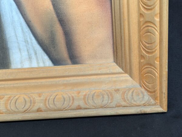 Myrtle H. Troester Original Pastel Portrait Girl at Desk Vintage Framed Artwork