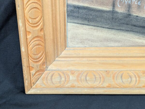 Myrtle H. Troester Original Pastel Portrait Girl at Desk Vintage Framed Artwork