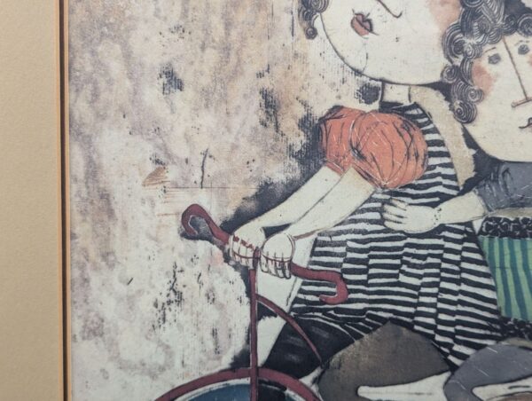 Boulanger After School Framed Lithograph Ink Signed Art Print Mother and Child