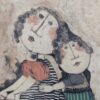 Boulanger After School Framed Lithograph Ink Signed Art Print Mother and Child