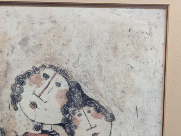 Boulanger After School Framed Lithograph Ink Signed Art Print Mother and Child