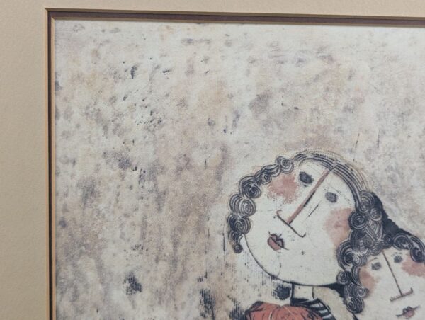 Boulanger After School Framed Lithograph Ink Signed Art Print Mother and Child