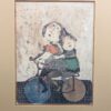 Boulanger After School Framed Lithograph Ink Signed Art Print Mother and Child
