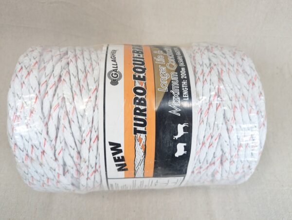Gallagher Turbo Equi-Braid Electric Fencing Rope 200m G62174 9 Mixed Metal Wires