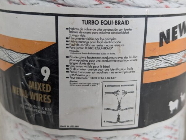 Gallagher Turbo Equi-Braid Electric Fencing Rope 200m G62174 9 Mixed Metal Wires