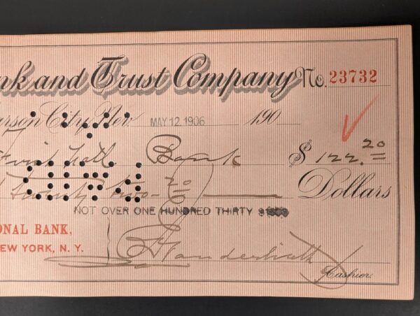 Antique 1906 The State Bank and Trust Company Carson City Nevada Bank Check E...
