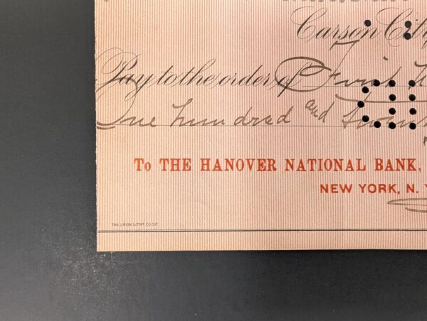 Antique 1906 The State Bank and Trust Company Carson City Nevada Bank Check E...
