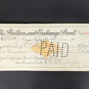 10-3800.jpg 1901 The Bullion and Exchange Bank Carson City NV Vintage Bank Check Ephemera