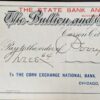 Vintage 1908 The Bullion and Exchange Bank Carson City Nevada Bank Check Ephe...