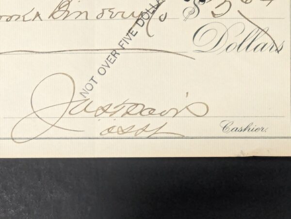 Vintage 1908 The Bullion and Exchange Bank Carson City Nevada Bank Check Ephe...