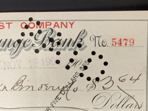Vintage 1908 The Bullion and Exchange Bank Carson City Nevada Bank Check Ephe...