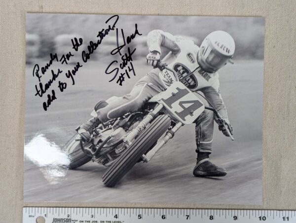 Vintage Autographed Photograph Flat Track Racer Scott Hank Pearson #14 Signed