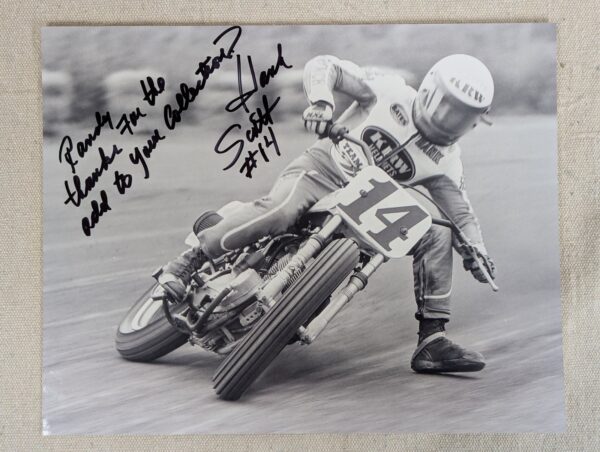 Vintage Autographed Photograph Flat Track Racer Scott Hank Pearson #14 Signed