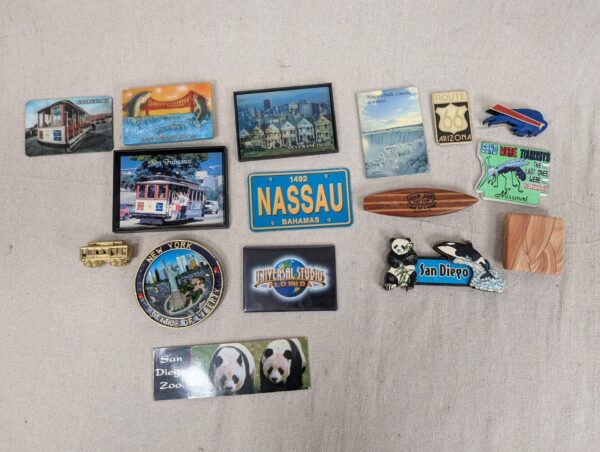 Souvenir Refrigerator Magnet Collection 16pc San Francisco NY Bahamas Niagara...